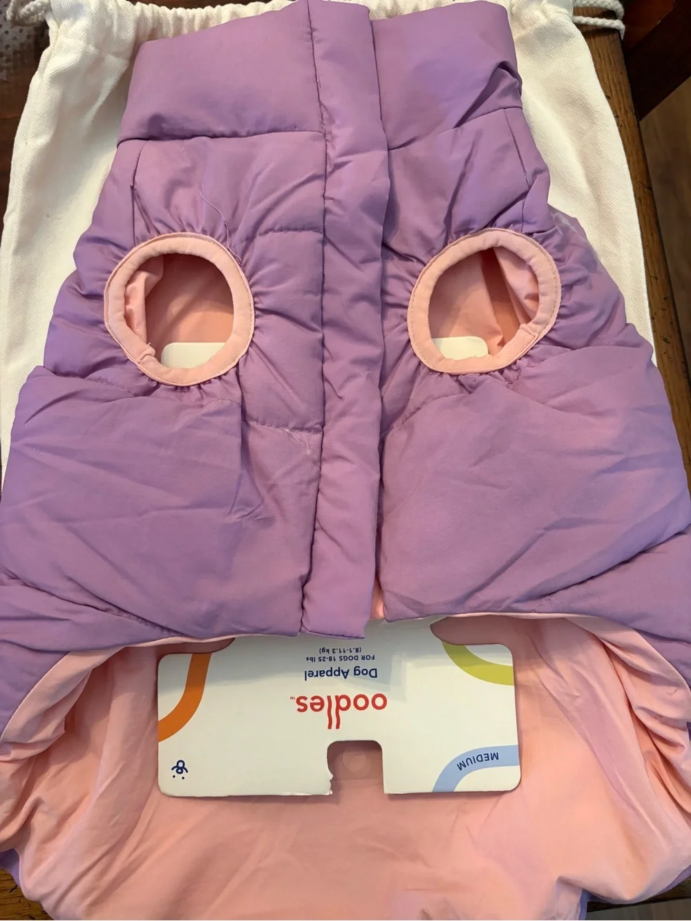 Oodles Puffy Dog Coat in Lavender